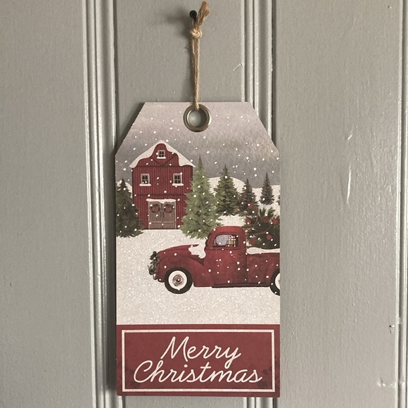 NWT Beautiful Rustic Farmhouse Glittered ❄️ Merry Christmas Farmtruck Decor Sign - Picture 10 of 15